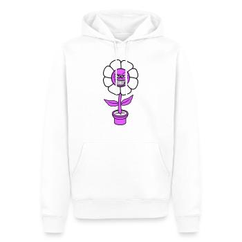 Blume Guckt Böse Gemein Cool Grinsen Frech Gesicht - Männer Premium Bio Hoodie - Weiß - Vorne - Nico (187cm)