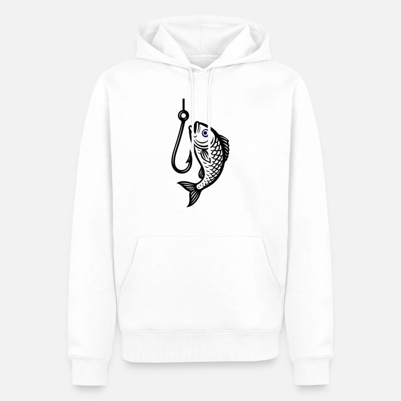Hameçon Icône de poisson - Sweat à capuche Premium bio Homme - blanc