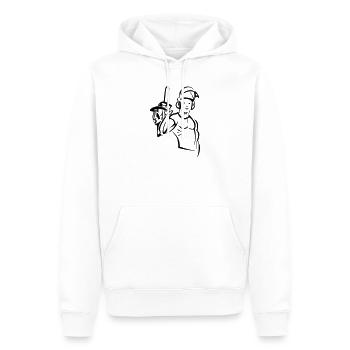 Élagueur à la tronçonneuse - Sweat à capuche Premium bio Homme - blanc - Devant - Nico (187cm)