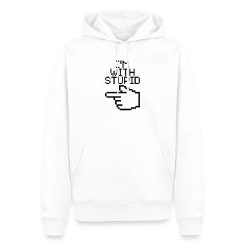 I'm with stupid – Nerd Humor IT Geek Geschenk - Männer Premium Bio Hoodie - Weiß - Vorne - Nico (187cm)