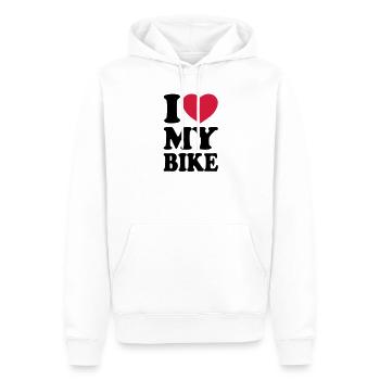 I love my bike - Men’s Premium Organic Hoodie - white - Front - Nico (187cm)