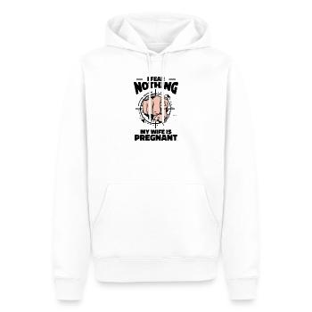 Déclaration de papa Famille Bonheur Parent enceinte - Sweat à capuche Premium bio Homme - blanc - Devant - Nico (187cm)