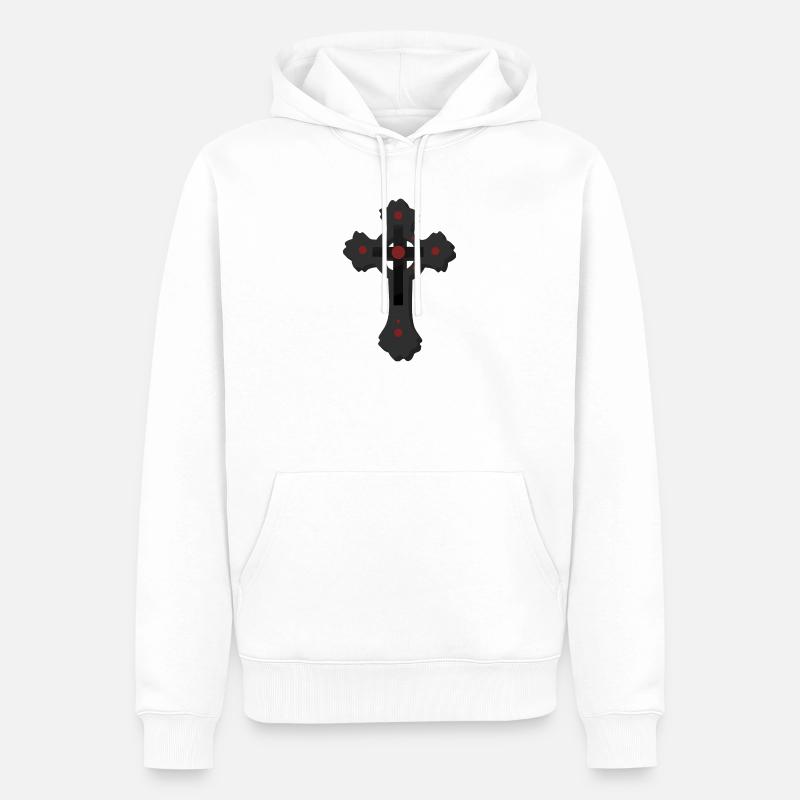 dunkles Gothic Kreuz, verschenken, coole Tees - Männer Premium Bio Hoodie - Weiß