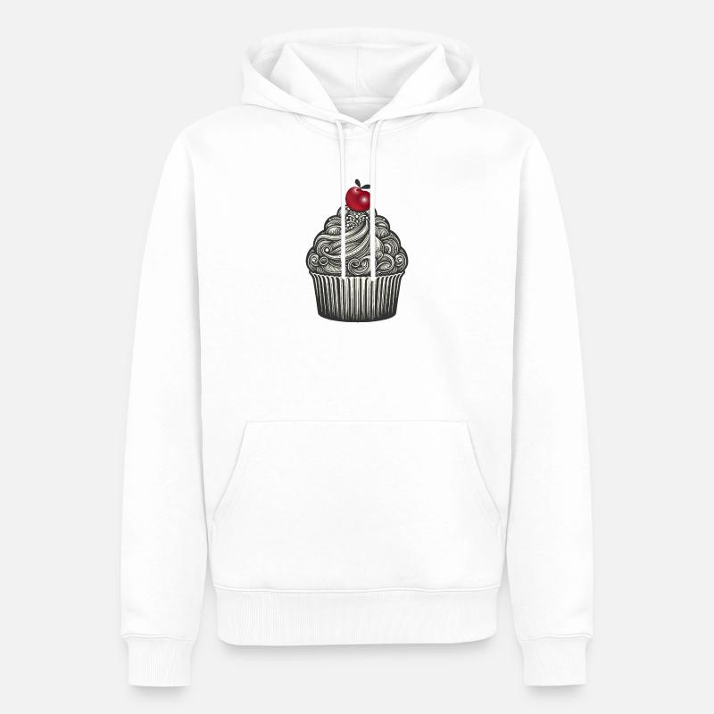 Topping mit Kirsche im Cupcake Förmchen - Männer Premium Bio Hoodie - Weiß