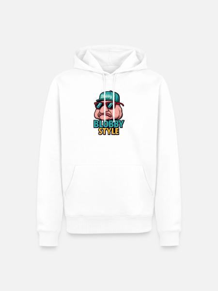 Blobby Style Cartoon Tee - Men’s Premium Organic Hoodie - white
