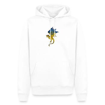 Flagge der Ukraine - Ukraine - Drachensilhouette - Männer Premium Bio Hoodie - Weiß - Vorne - Nico (187cm)