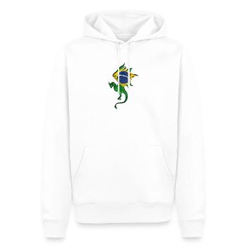 Drapeau du Brésil - Brésil - Dragon Silhouette - Sweat à capuche Premium bio Homme - blanc - Devant - Nico (187cm)