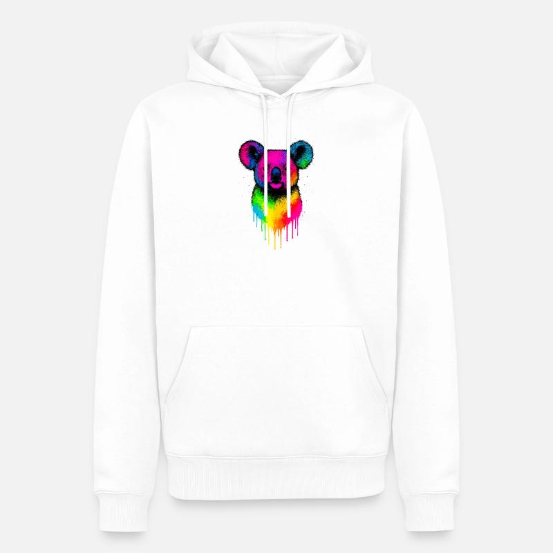 Éclaboussures de néon Koala arc-en-ciel - Sweat à capuche Premium bio Homme - blanc