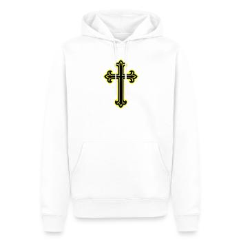 Symbole de croix chrétien - Sweat à capuche Premium bio Homme - blanc - Devant - Nico (187cm)