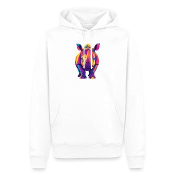 Farbenfroher Rhino Pop Art buntes Nashorn Motiv - Männer Premium Bio Hoodie - Weiß - Vorne - Nico (187cm)