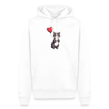 Katze mit Herz Ballon Geschenk Geburtstag - Männer Premium Bio Hoodie - Weiß - Vorne - Nico (187cm)