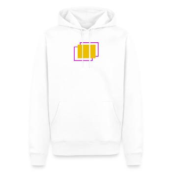 Yellow and fuchsia staggered frame - Men’s Premium Organic Hoodie - white - Front - Nico (187cm)