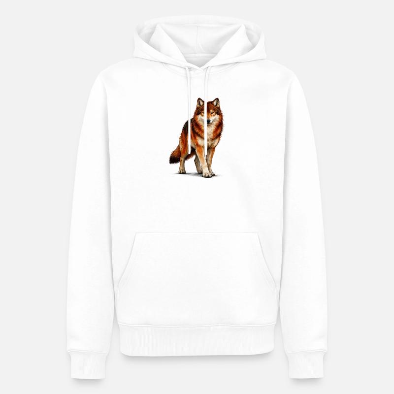 wolf - Männer Premium Bio Hoodie - Weiß