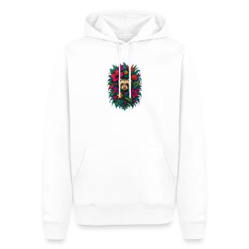 Frettchen, tropische exotische Hibiskusblüten - Männer Premium Bio Hoodie - Weiß - Vorne - Nico (187cm)