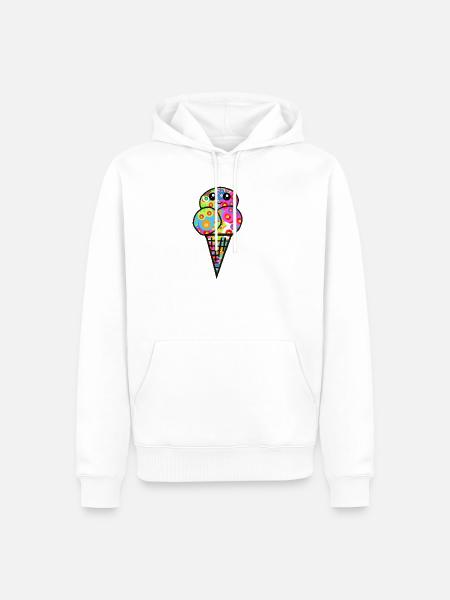 Buntes Blüten-Eisdesign Eiscreme Retro 60er - Männer Premium Bio Hoodie - Weiß