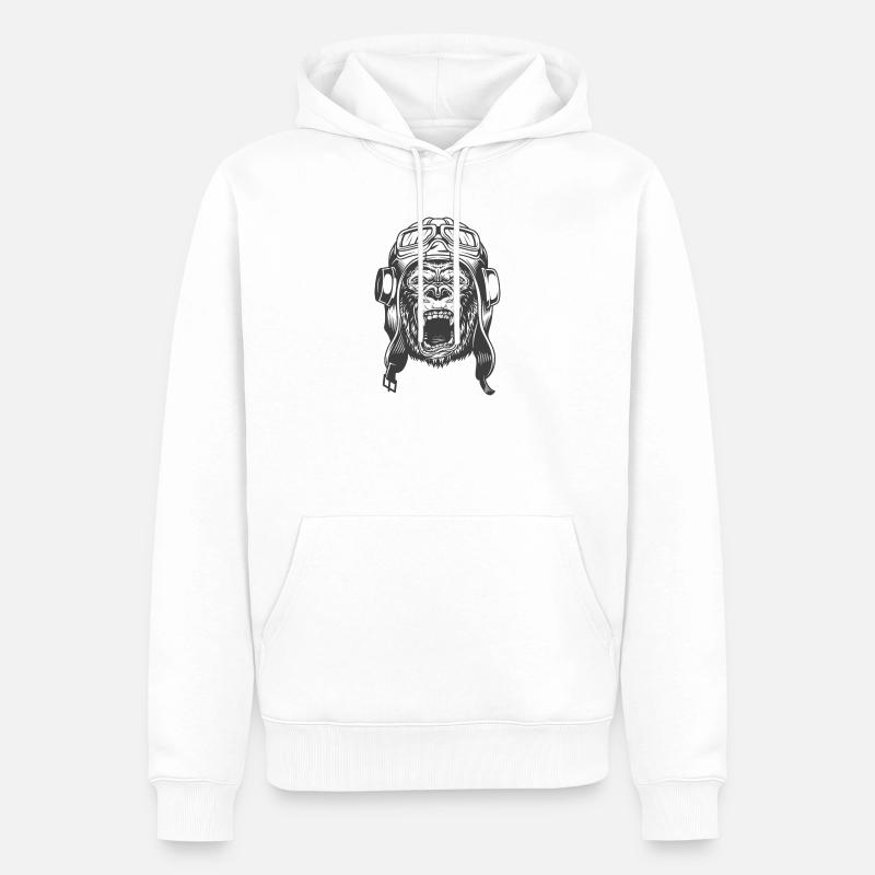 Conception du pilote Gorilla - Sweat à capuche Premium bio Homme - blanc