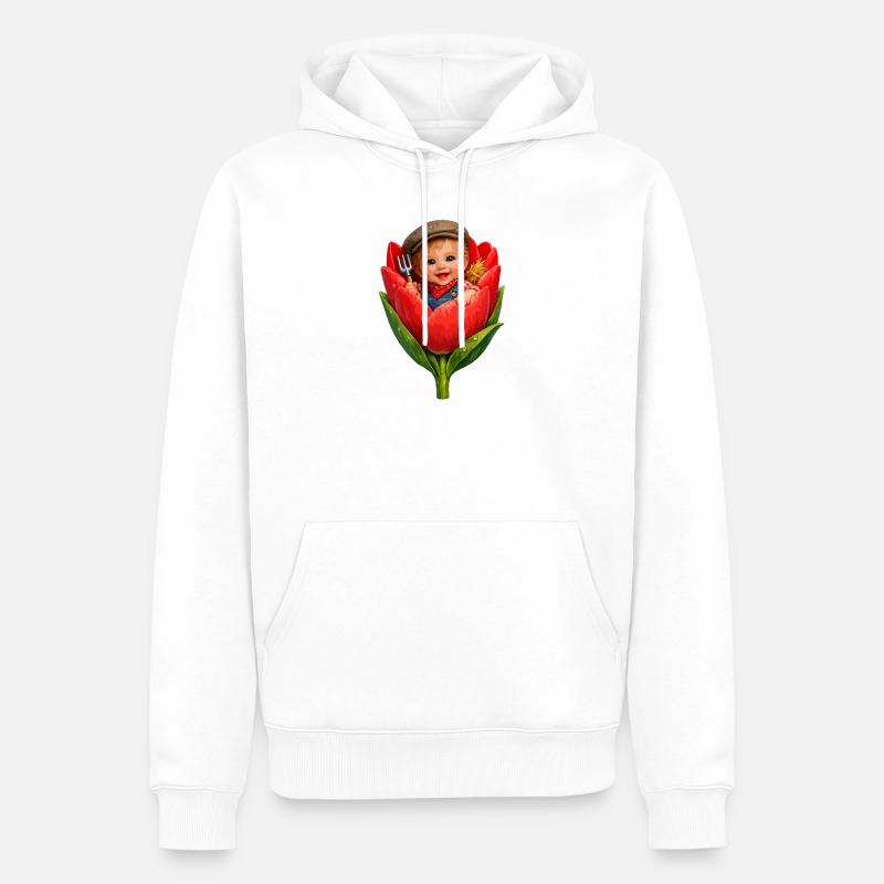 Bébé dans Tulip Bud - Sweat à capuche Premium bio Homme - blanc