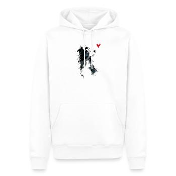 Cadeau de chien en forme d’aquarelle Border Collie - Sweat à capuche Premium bio Homme - blanc - Devant - Nico (187cm)