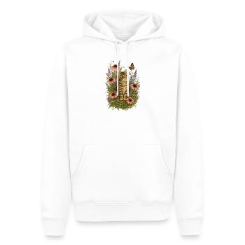 Chaton fleuri en fleurs - Sweat à capuche Premium bio Homme - blanc - Devant - Nico (187cm)