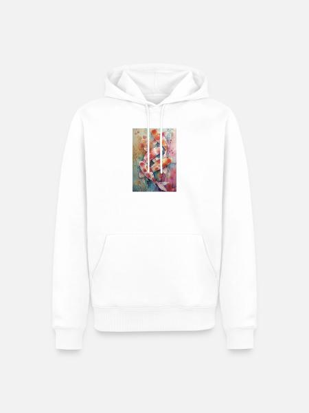 Mehrfarbige Aquarell-Koi - Männer Premium Bio Hoodie - Weiß