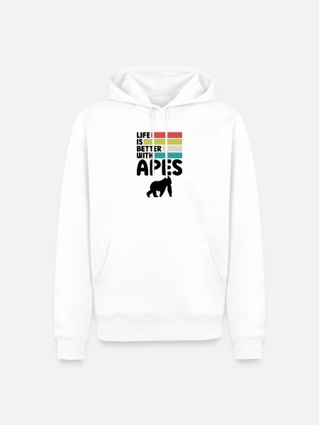 Affen Spruch Retro - Männer Premium Bio Hoodie - Weiß