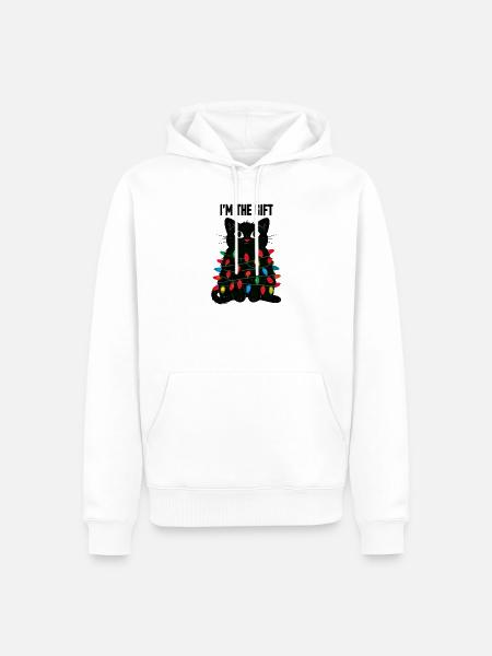 Kater mit Lichterkette - Männer Premium Bio Hoodie - Weiß