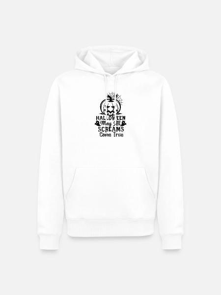 Halloweeen may all screams come true. - Männer Premium Bio Hoodie - Weiß
