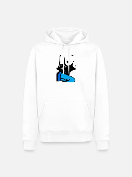 Abstrakter blauer Schuh mit Flügeln - Männer Premium Bio Hoodie - Weiß