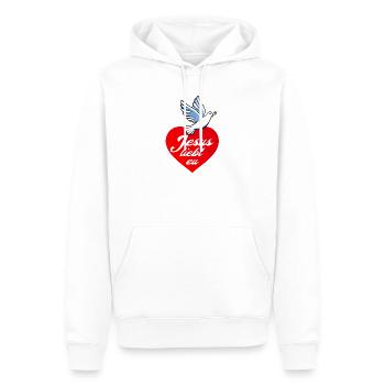 Jesus liebt eu - Männer Premium Bio Hoodie - Weiß - Vorne - Nico (187cm)