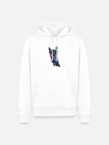 Buntes Pferdeporträt Farbschimmer - Männer Premium Bio Hoodie - Weiß