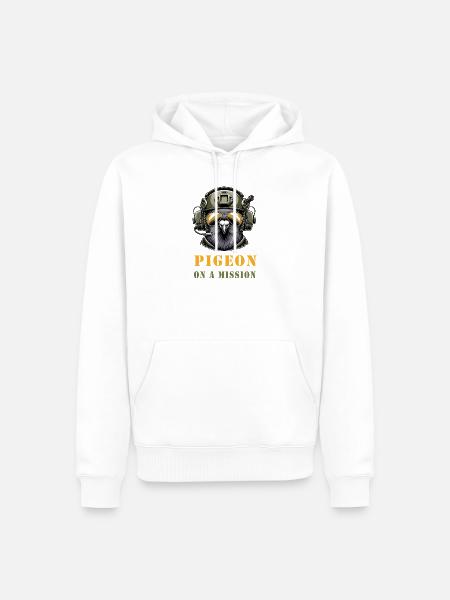 Taube im Einsatz - Männer Premium Bio Hoodie - Weiß