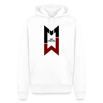 "Wish Master" modernes Monogramm-Logo-Design - Männer Premium Bio Hoodie - Weiß - Vorne - Nico (187cm)