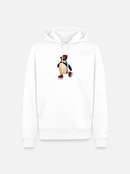 Schlittschuhpinguin - Männer Premium Bio Hoodie - Weiß