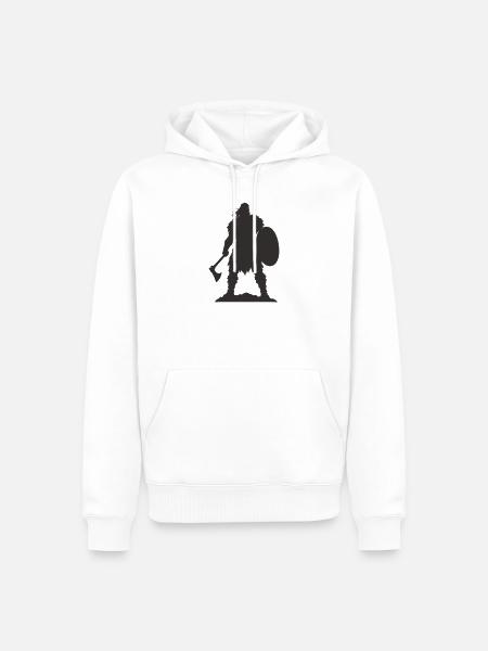 Wikinger Krieger mit Axt und Schild - Männer Premium Bio Hoodie - Weiß