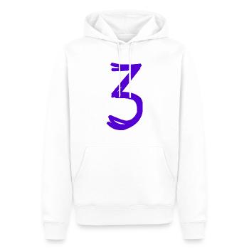 3 ANS. 3e ANNIVERSAIRE. ANNIVERSAIRE 3 ANS. 3 - Sweat à capuche Premium bio Homme - blanc - Devant - Nico (187cm)