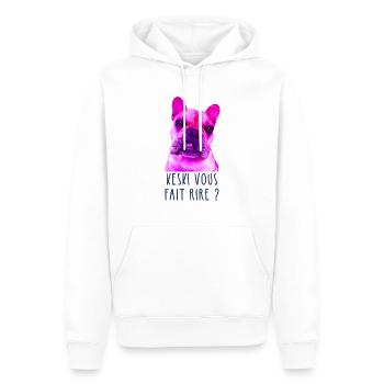 keski vous fait rire cadeau - Sweat à capuche Premium bio Homme - blanc - Devant - Nico (187cm)