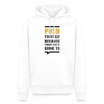 Poussez-vous parce que personne d’autre ne le fera - Sweat à capuche Premium bio Homme - blanc - Devant - Nico (187cm)
