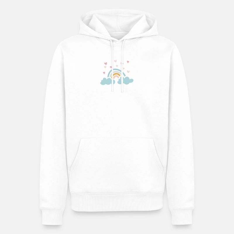 Rainbow Clouds - Männer Premium Bio Hoodie - Weiß