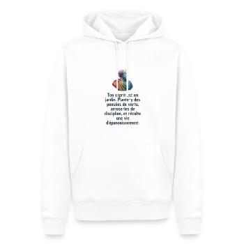 T-shirts Stoïcisme : L'inspiration à portée de soi - Sweat à capuche Premium bio Homme - blanc - Devant - Nico (187cm)