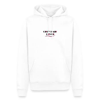 GREY HAIR LOVE - Alle die ihre graue Haare lieben - Männer Premium Bio Hoodie - Weiß - Vorne - Nico (187cm)