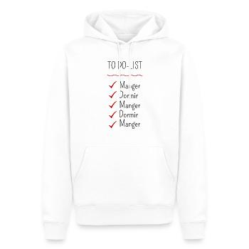 to do list manger dormir - Sweat à capuche Premium bio Homme - blanc - Devant - Nico (187cm)