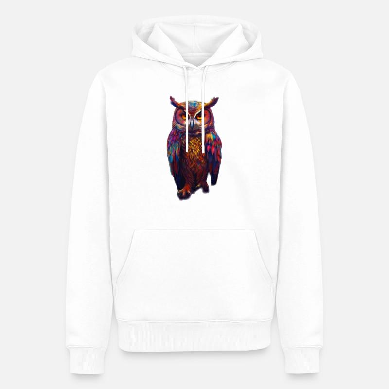 Bunte Eule - Männer Premium Bio Hoodie - Weiß