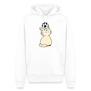 Ball Spielende Katze Balanciert Fußball Kopf Spaß - Männer Premium Bio Hoodie - Weiß - Vorne - Nico (187cm)