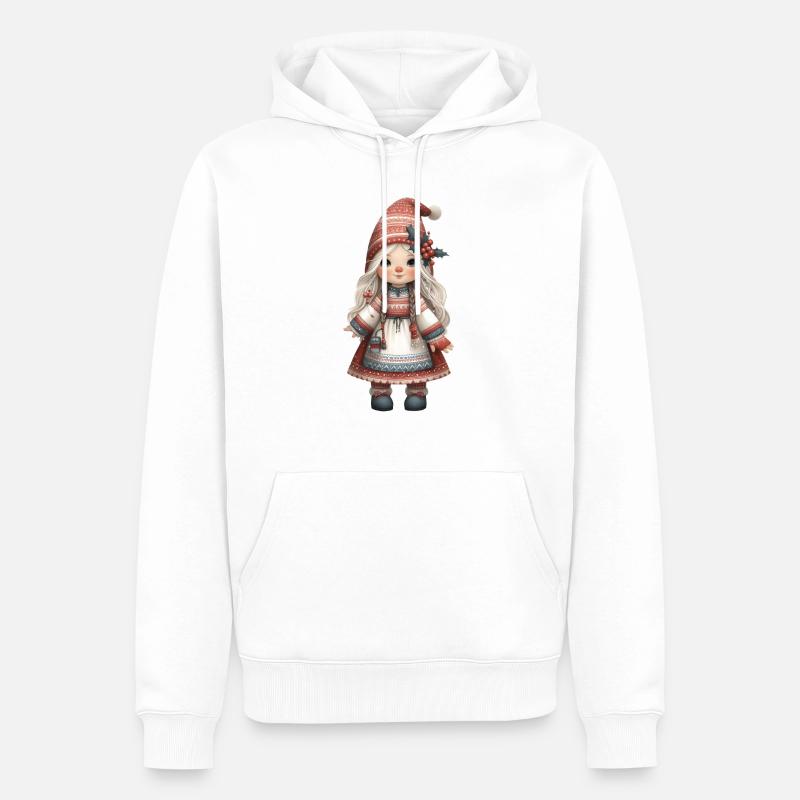 Gnome de Noël 4 - Sweat à capuche Premium bio Homme - blanc