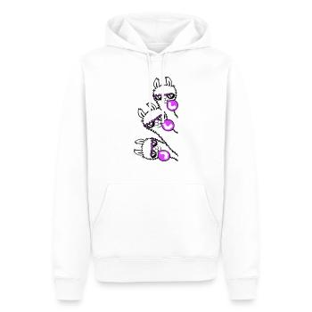 3 Llamas Chewing Gum Team Crew Friends regardant de côté - Sweat à capuche Premium bio Homme - blanc - Devant - Nico (187cm)