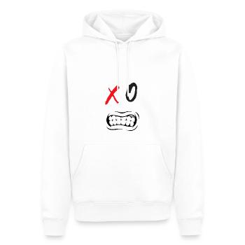 XO Face 3. Cadeau Humour Anniversaire Fêtes - Sweat à capuche Premium bio Homme - blanc - Devant - Nico (187cm)