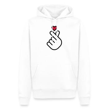 Miniheart Fingerherz - transparent - red heart - Männer Premium Bio Hoodie - Weiß - Vorne - Nico (187cm)