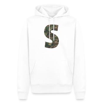Robuster Buchstabe S im Tarnmuster! - Männer Premium Bio Hoodie - Weiß - Vorne - Nico (187cm)