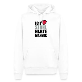 Stahlharte Männer Geschenk - Männer Premium Bio Hoodie - Weiß - Vorne - Nico (187cm)