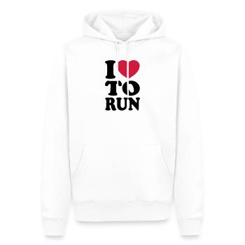 I love to run - Ich liebe es zu laufen - Männer Premium Bio Hoodie - Weiß - Vorne - Nico (187cm)